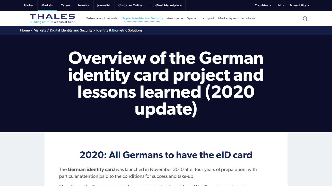 The German ID card - Lessons learnt (2020 update) - Thales Group